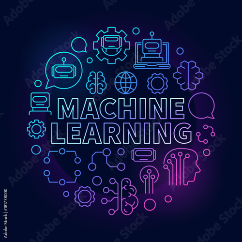 Machine learning colorful vector circular linear illustration