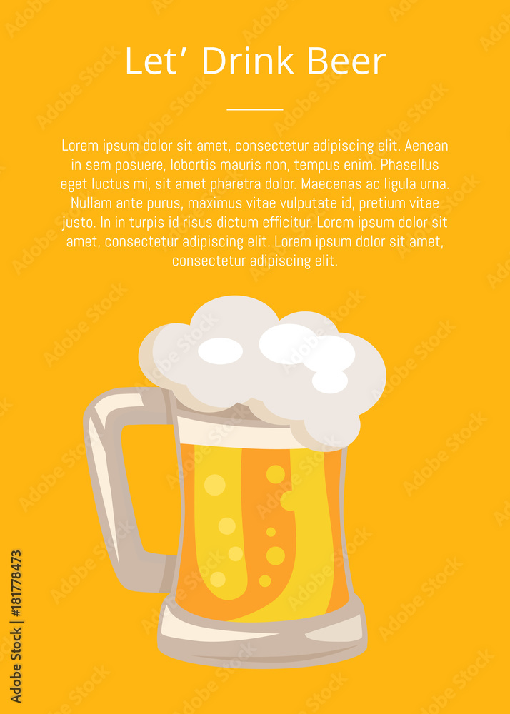 Traditional Glass of Beer with White Foam Vector Traditional Glass of Beer with White Foam Vector
