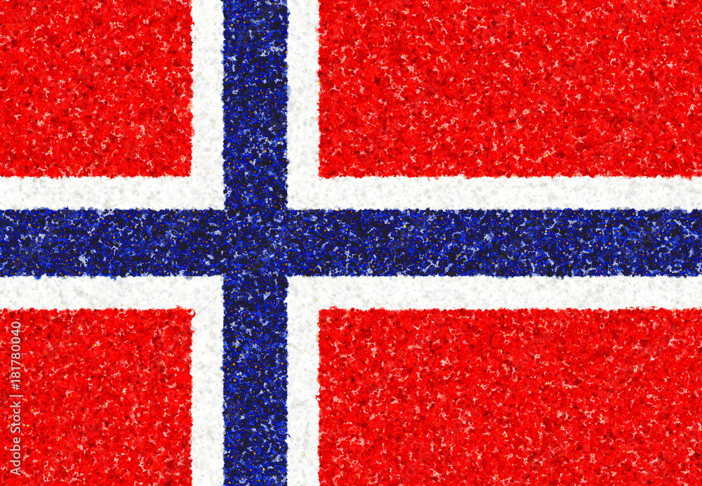 Fototapeta premium Norwegian Flag with a blossom pattern