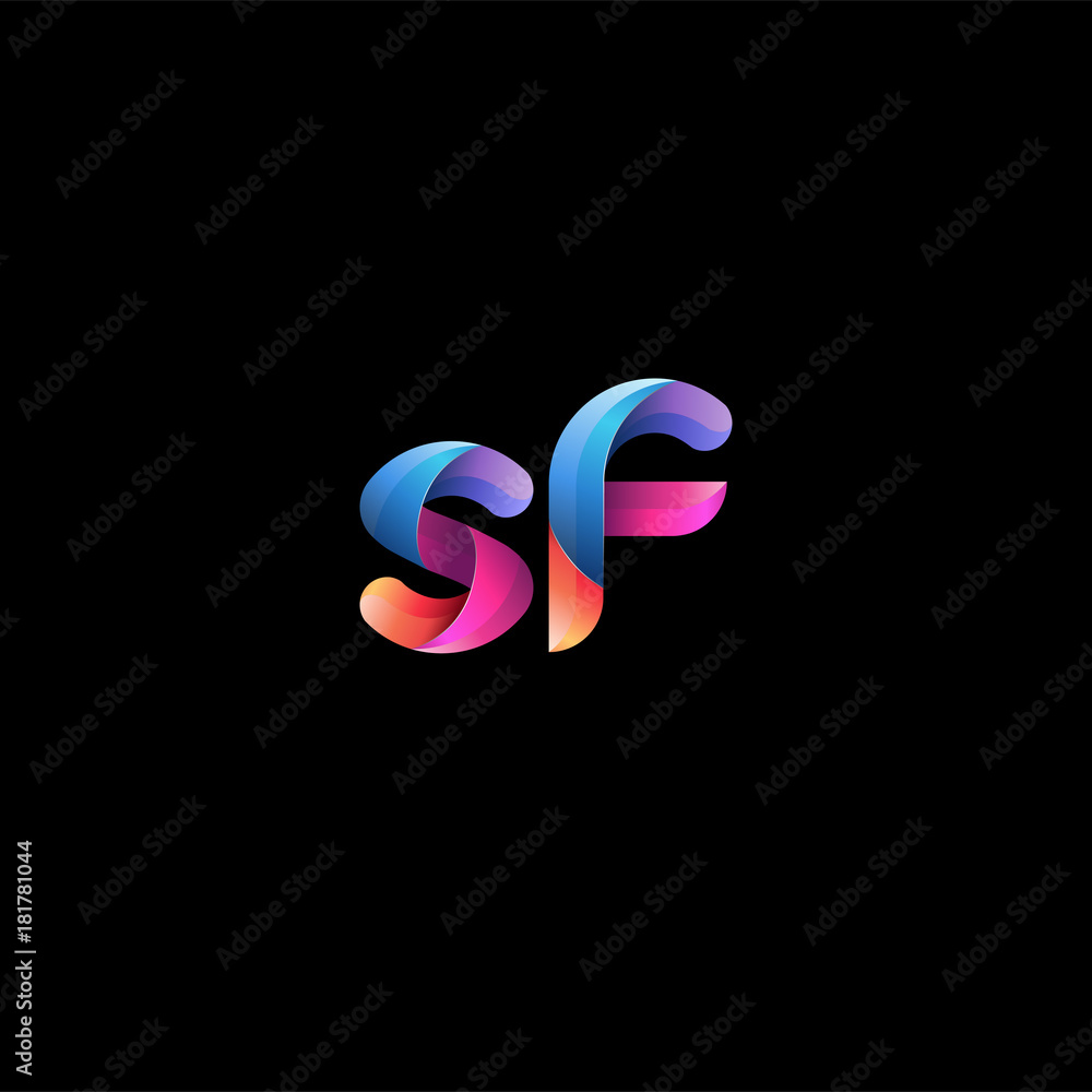 Initial lowercase letter sf, curve rounded logo, gradient vibrant colorful glossy colors on black background Initial lowercase letter sf, curve rounded logo, gradient vibrant colorful glossy colors on black background