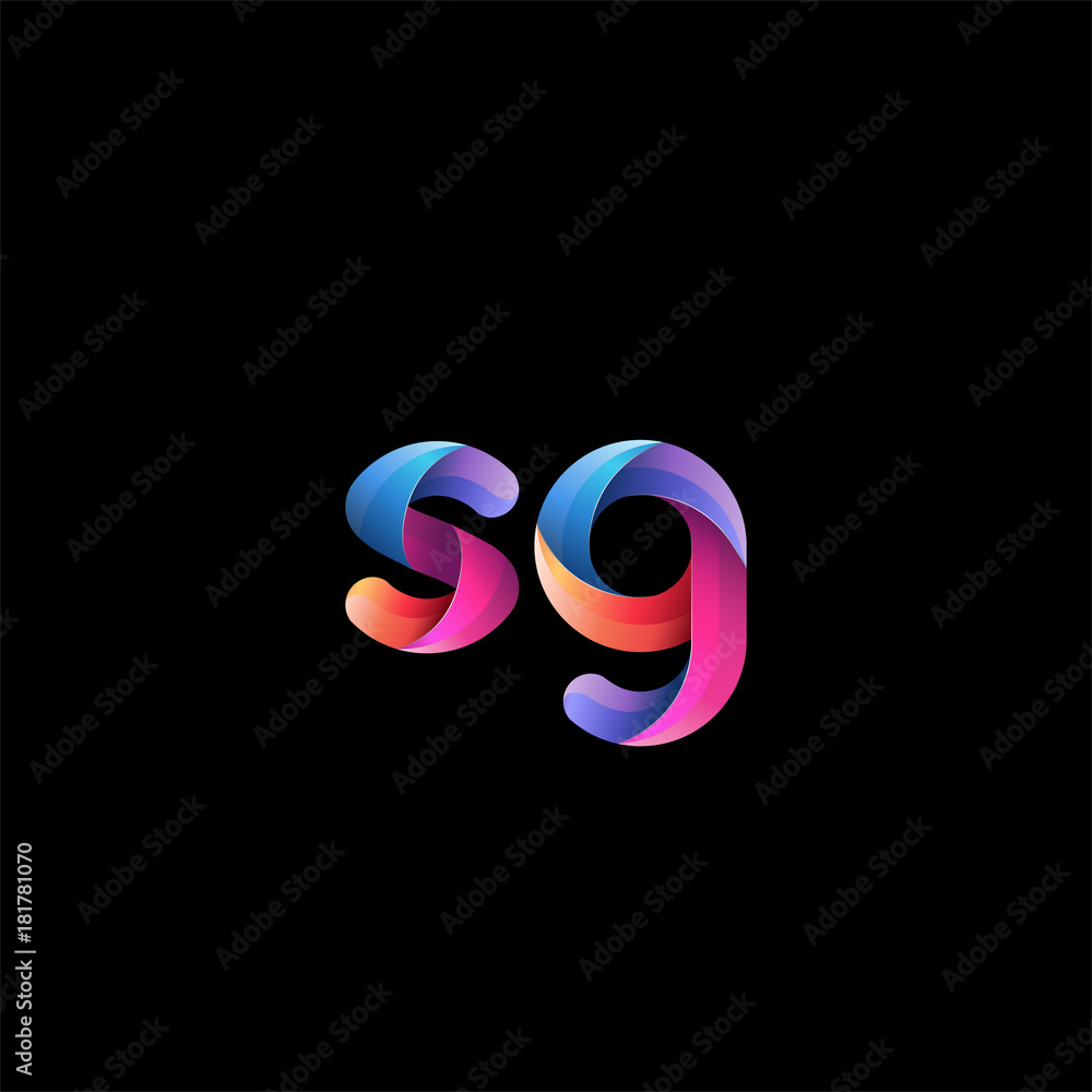Initial lowercase letter sg, curve rounded logo, gradient vibrant colorful glossy colors on black background Initial lowercase letter sg, curve rounded logo, gradient vibrant colorful glossy colors on black background