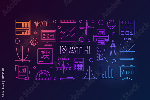 Math vector colorful horizontal banner