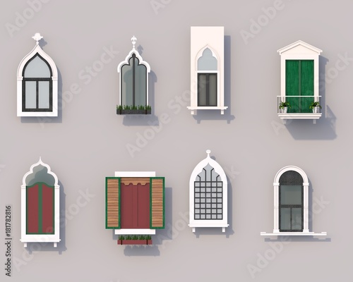 3d render from imagine window facade in roman classic style
