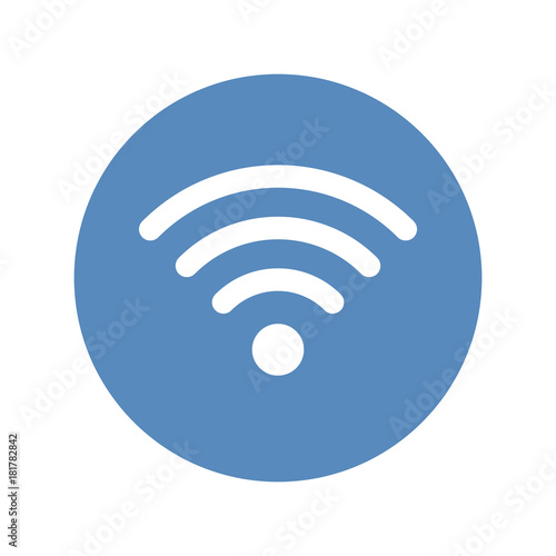 Wifi icon vector, wireless network symbol placed in blue circle