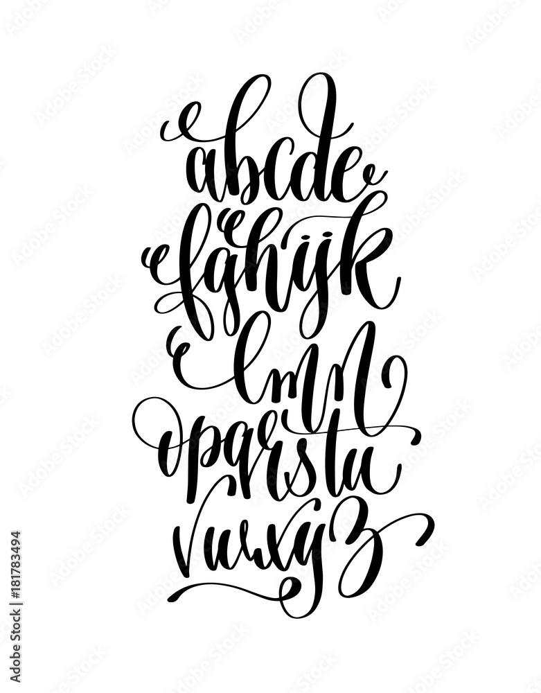 hand lettering black and white alphabet, calligraphy Stock Vector ...