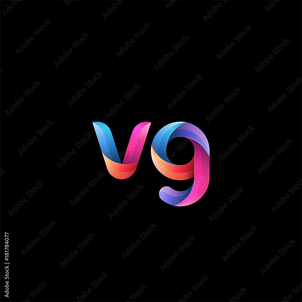 Initial lowercase letter vg, curve rounded logo, gradient vibrant colorful glossy colors on black background Initial lowercase letter vg, curve rounded logo, gradient vibrant colorful glossy colors on black background