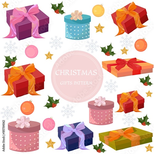 Merry Christmas colorful gift boxes Vector