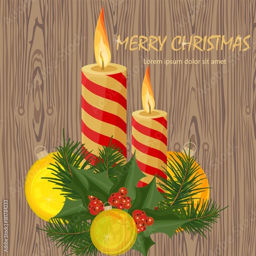 Merry Christmas candles Vector. Holidays backgrounds