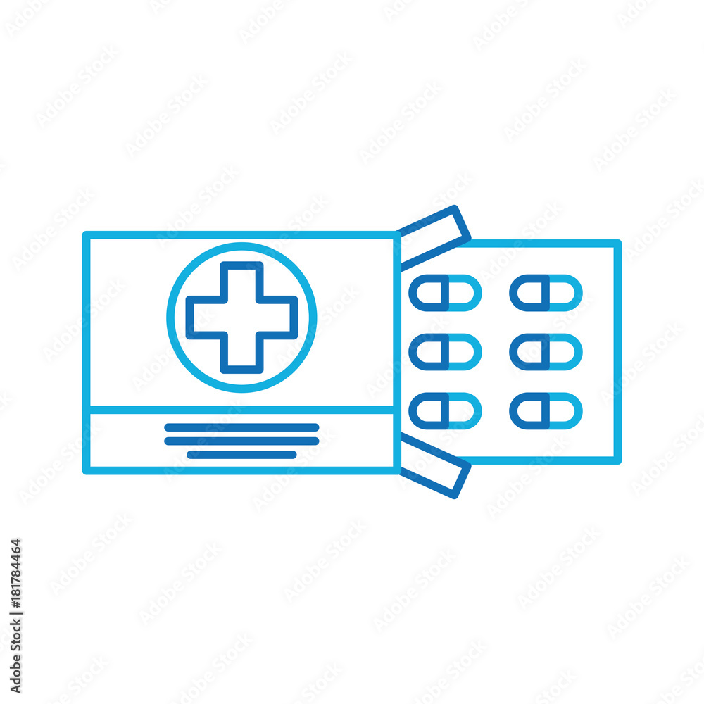 Fototapeta premium pain treatment medical drug package for tablet vitamin antibiotic vector illustration