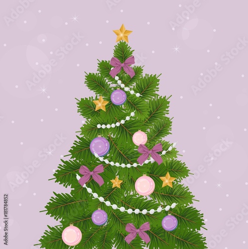 Christmas tree close up Vector holiday template