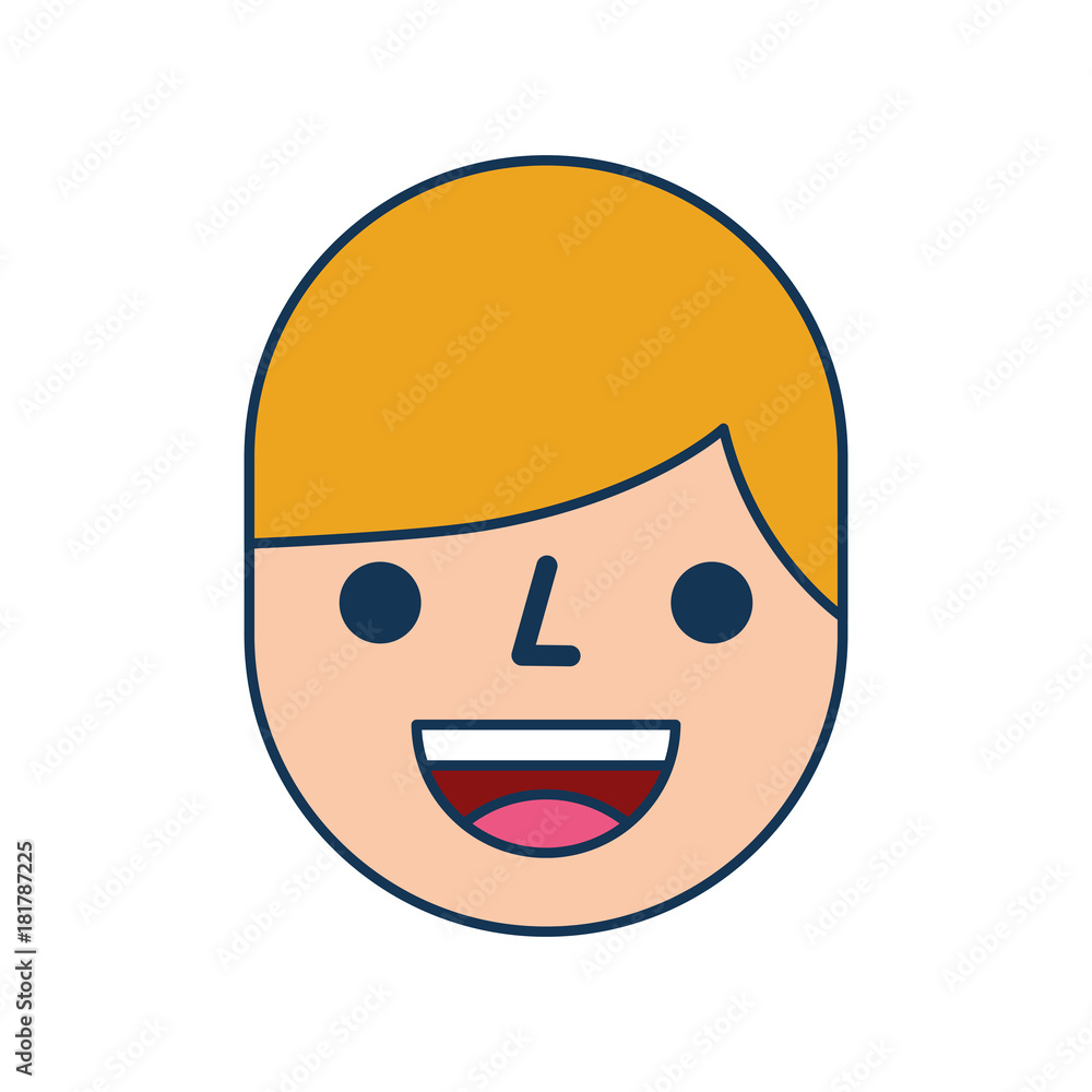 happy boy face expression facial character vector illustration