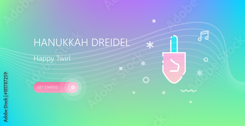Hanukkah dreidel for Jewish Festival banner