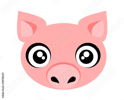 Portrait of a piggy icon flat children 
