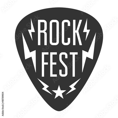 Rock fest badge. Guitar pick Mediator