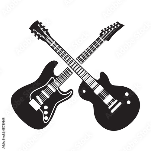 Rock fest badge/Label with electric guitars
