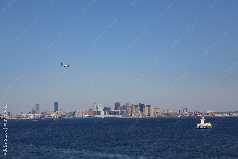 Naklejka premium Plane Over Boston