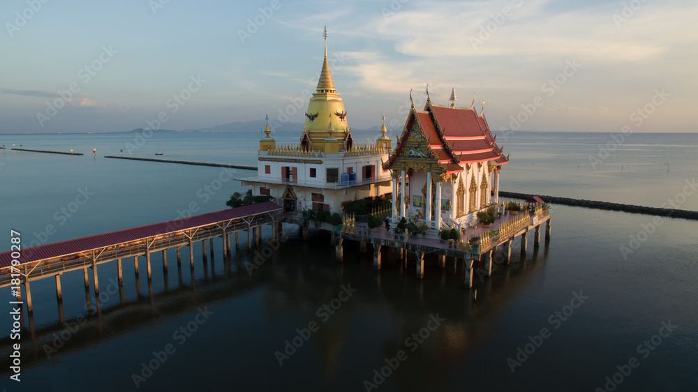 wat hong thong church and pagoda over sea coast   most popular religion traveling destination in thailand