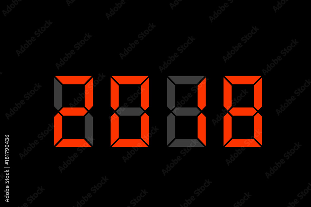 Red electronic figures 2018 on a black background . Red electronic figures 2018 on a black background .