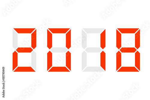 Red electronic numerals 2018. New Year . vector