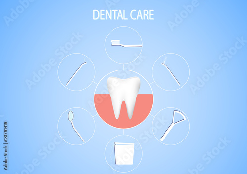 A set of dental tools, dental care concept vector illustration