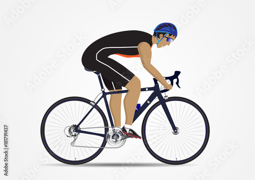 Sportsman cycling on white background, vector illustration