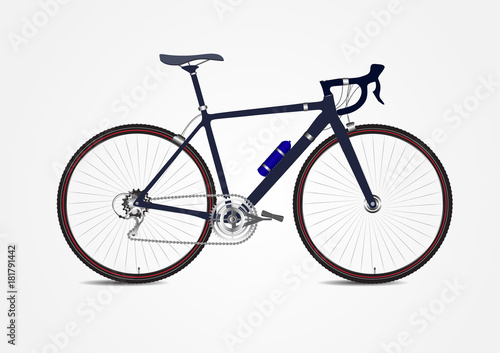 Sporty dark blue bicycle on white background, vector illustration