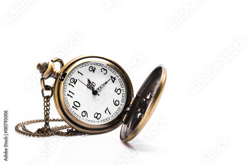 Vintage pocket watch isolated on white background