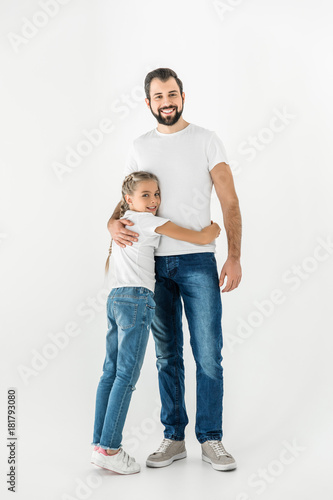 happy father and daughter