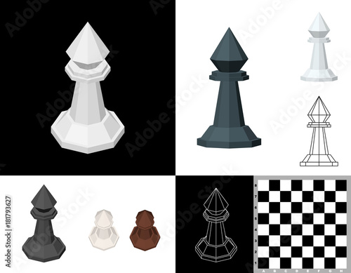 Chess bishop set. 3d Vector...