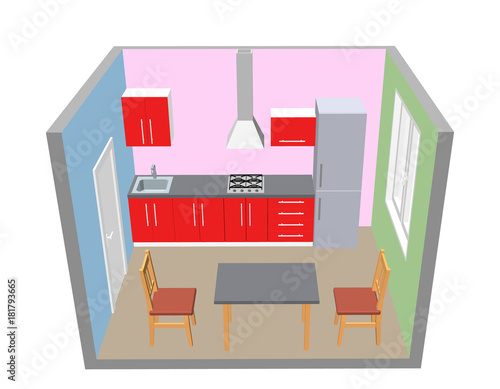 Interior kitchen room. 3d V...