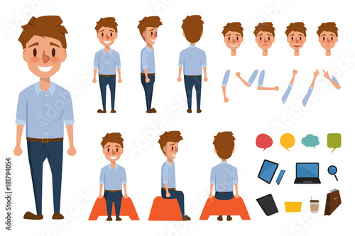 businessman character creation set. people character illustration vector design.
