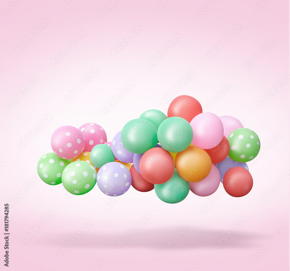 grop of pastel balloon isolate floating above in the air against on pink background,with clipping path for balloon grop of pastel balloon isolate floating above in the air against on pink background,with clipping path for balloon