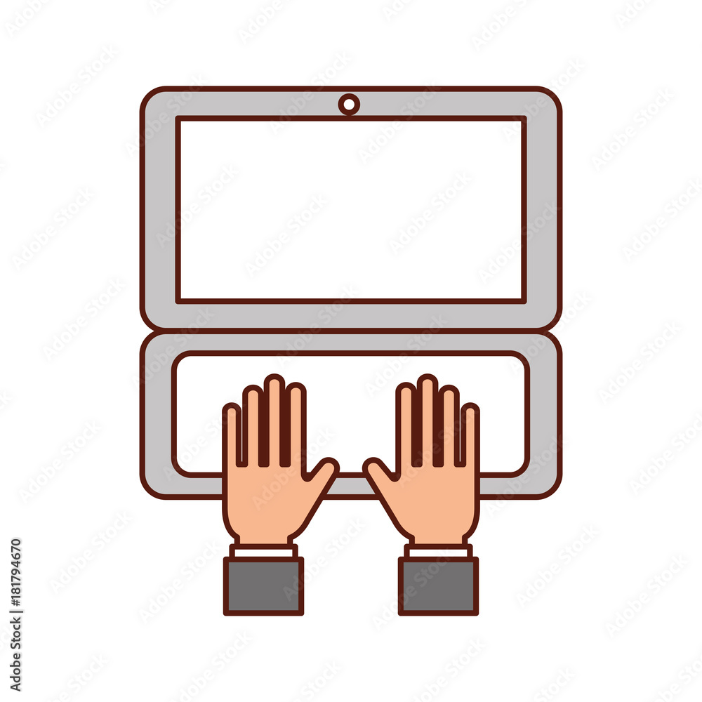 hand business working in laptop order online delivery logistic vector illustration hand business working in laptop order online delivery logistic vector illustration