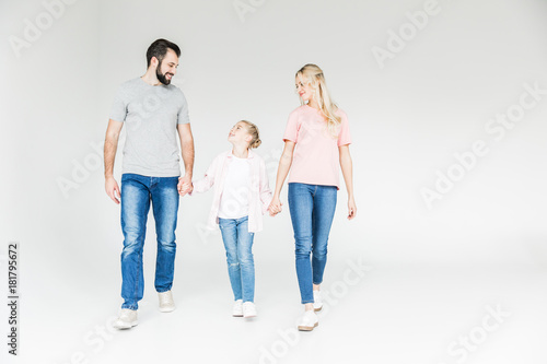 happy family holding hands