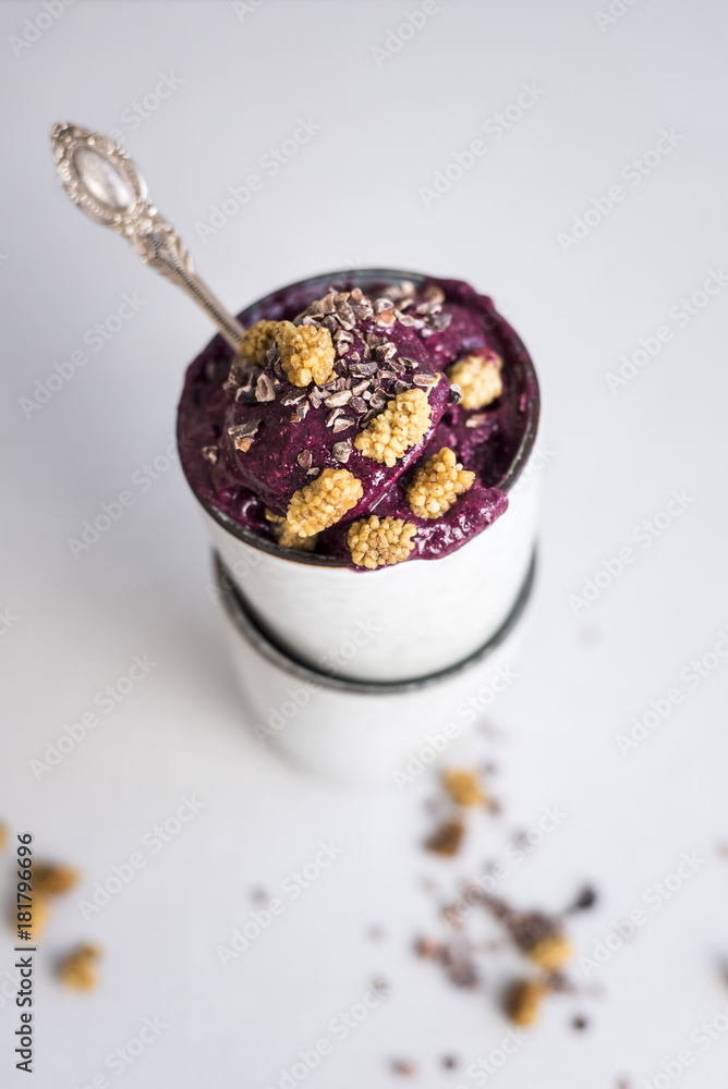 Raspberry Nice Cream with Mulberries Raspberry Nice Cream with Mulberries