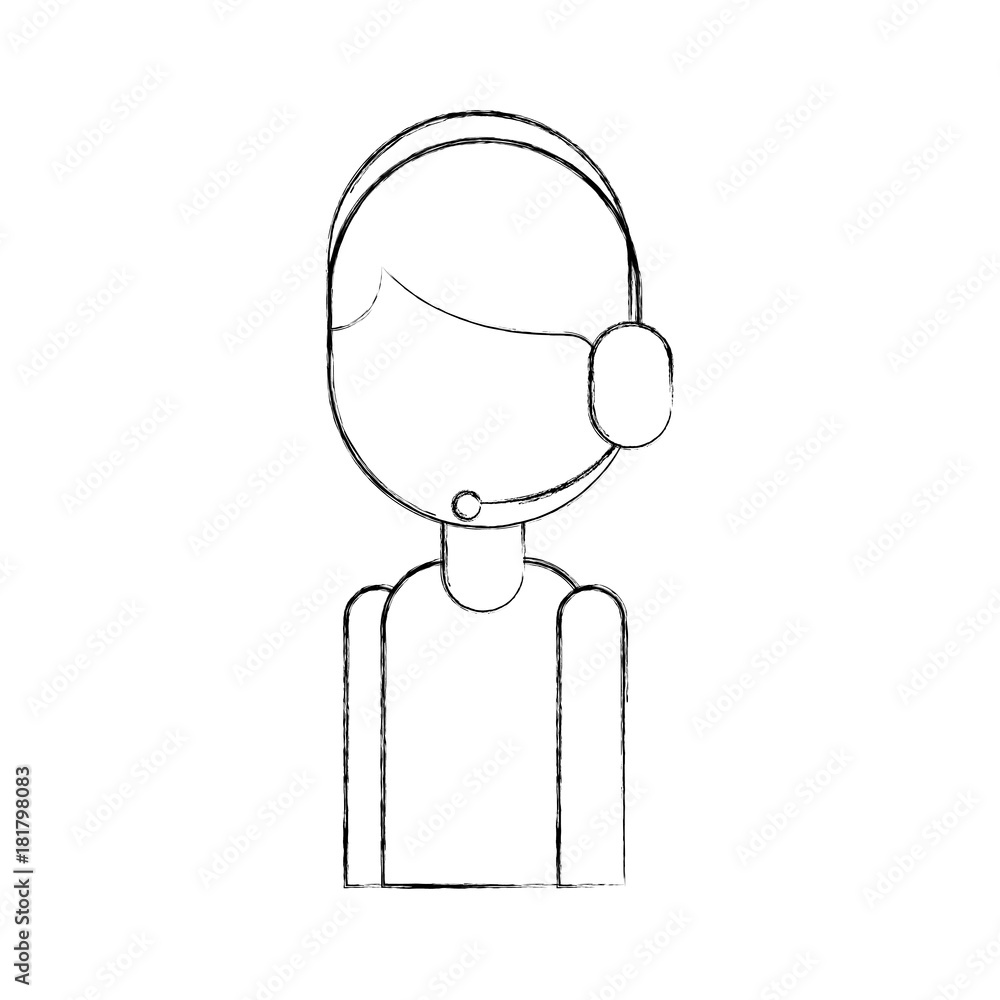 logistic delivery support phone operator in headset icon vector illustration