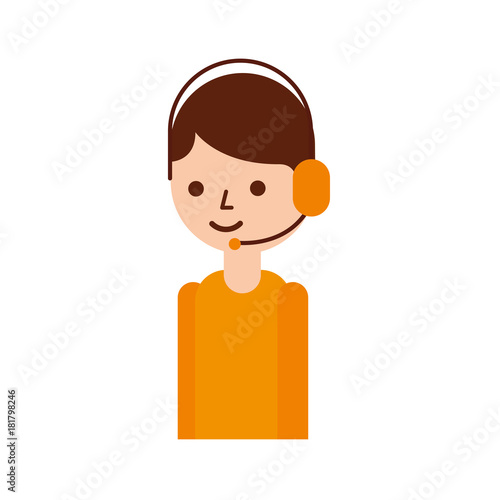 logistic delivery support phone operator in headset icon vector illustration