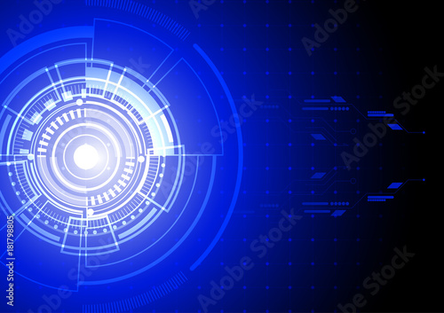 Hi tech circle interface with blue dot background