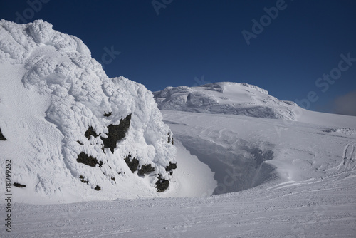 Wallpaper Mural Scenic view of snow covered mountain peak against blue sky, Whistler, British Columbia, Canada Torontodigital.ca