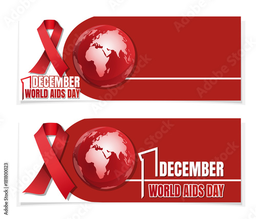 Horizontal banners set for World Aids Day. Vector illustration