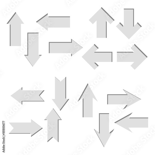 Vector set of paper cut out arrows,direct shape