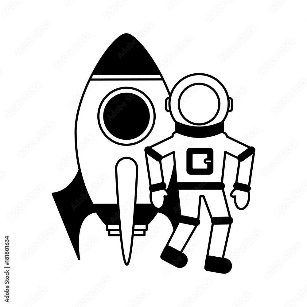 astronaut with rocket comic character icon vector illustration design astronaut with rocket comic character icon vector illustration design
