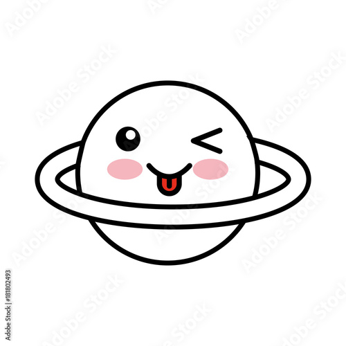 saturn planet comic character vector illustration design