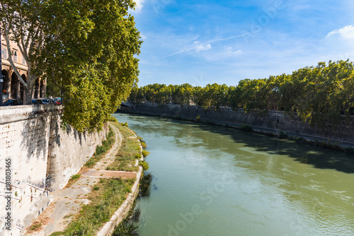 Blue sky over Tiber river in Rome