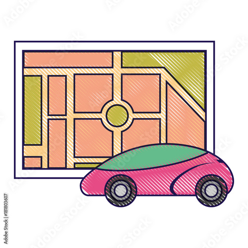 map navigation car autonomous web application vector illustration