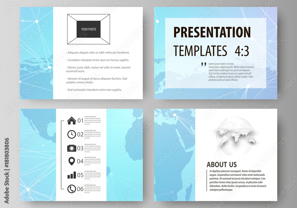 The minimalistic abstract vector illustration of the editable layout of the presentation slides design business templates. Polygonal texture. Global connections, futuristic geometric concept.