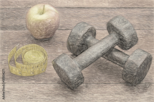 fitness concept with dumbbells