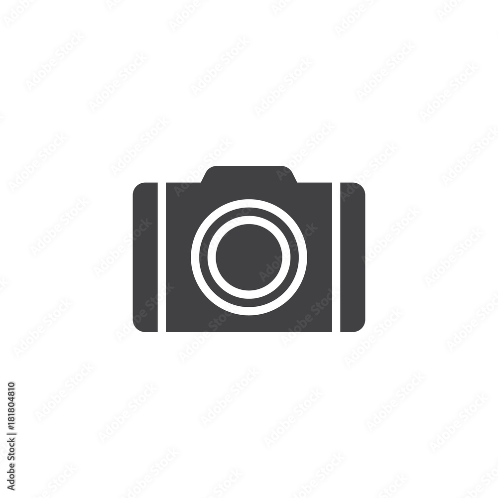 Camera icon vector, filled flat sign, solid pictogram isolated on white. Photo camera symbol, logo illustration.