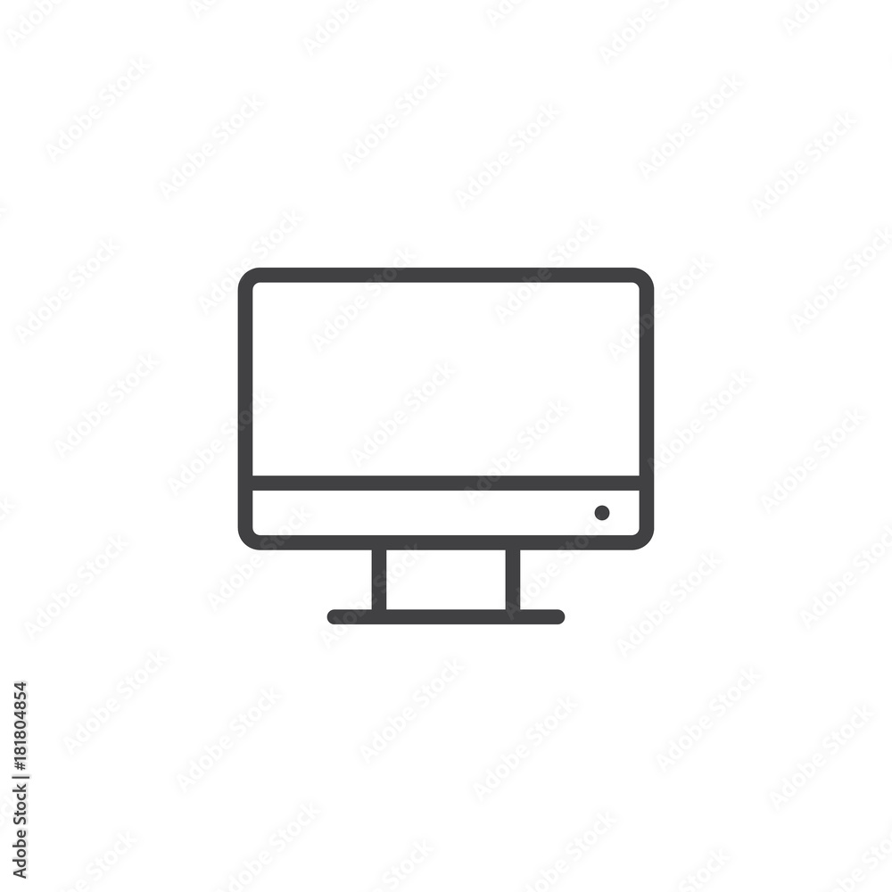 Computer display line icon, outline vector sign, linear style pictogram isolated on white. tv television monitor symbol, logo illustration. Editable stroke Computer display line icon, outline vector sign, linear style pictogram isolated on white. tv television monitor symbol, logo illustration. Editable stroke