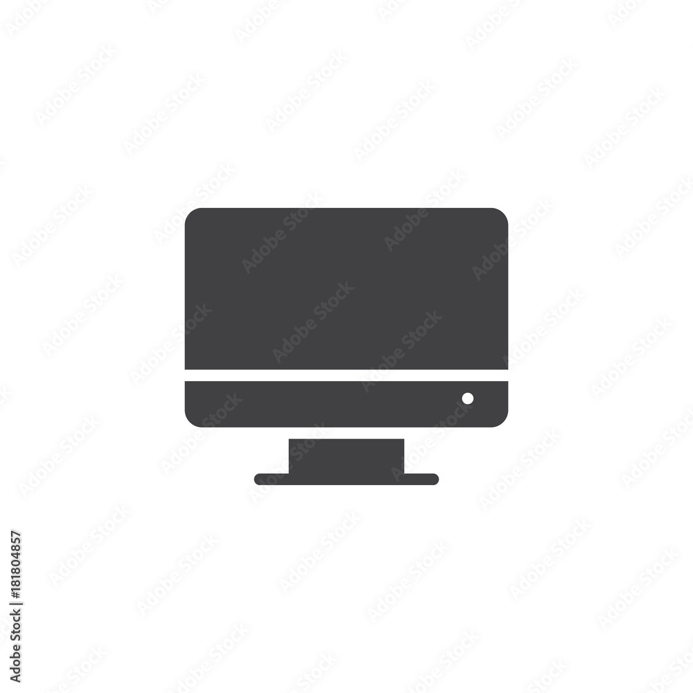 Computer display icon vector, filled flat sign, solid pictogram isolated on white. tv television monitor symbol, logo illustration. Computer display icon vector, filled flat sign, solid pictogram isolated on white. tv television monitor symbol, logo illustration.